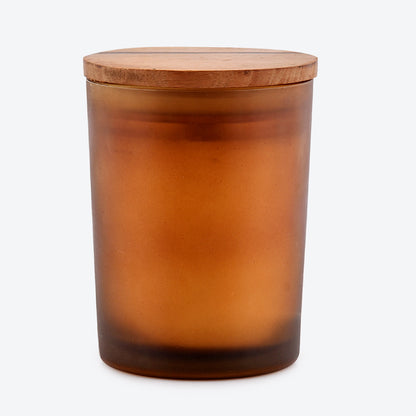 Coffee Frosted Glass Candle with Lid
