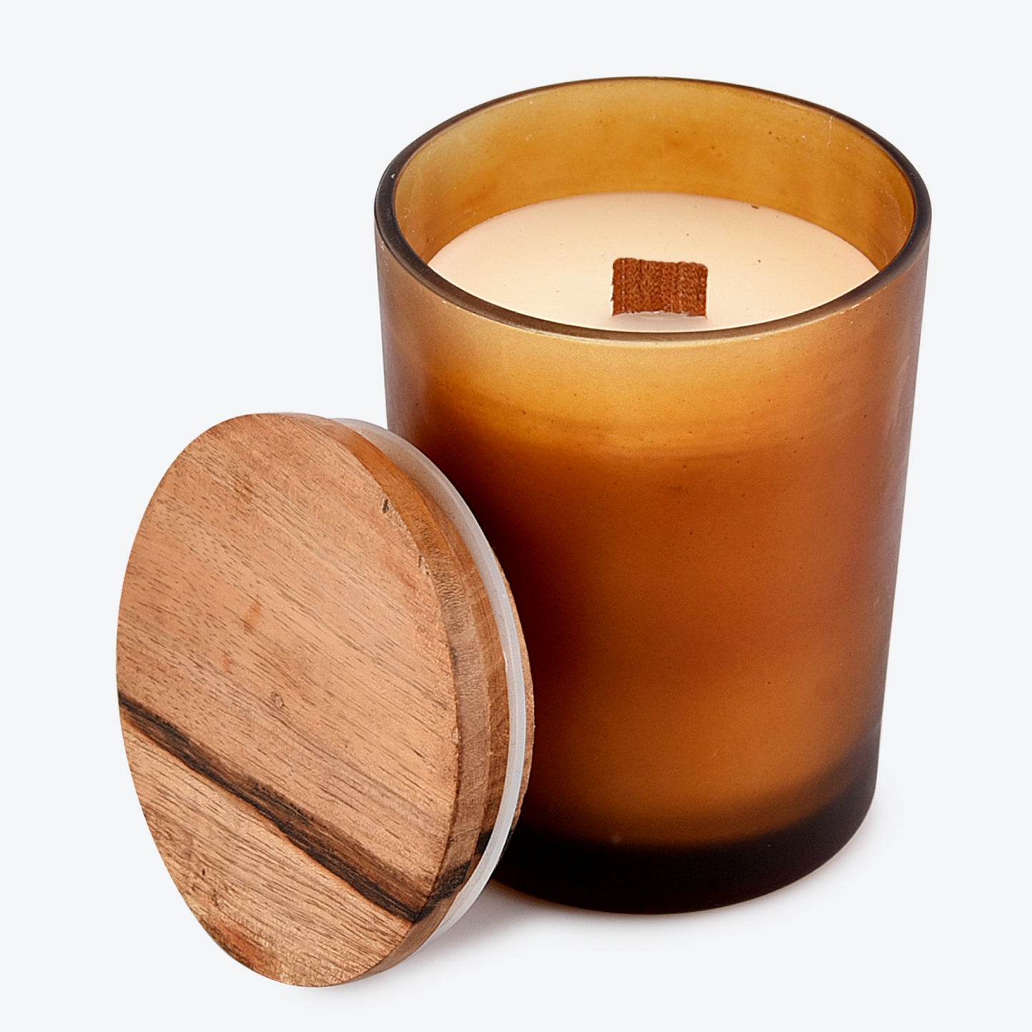 Coffee Frosted Glass Candle with Lid