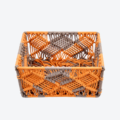 Tangerine & Ash Macrame Basket (Set of 3)