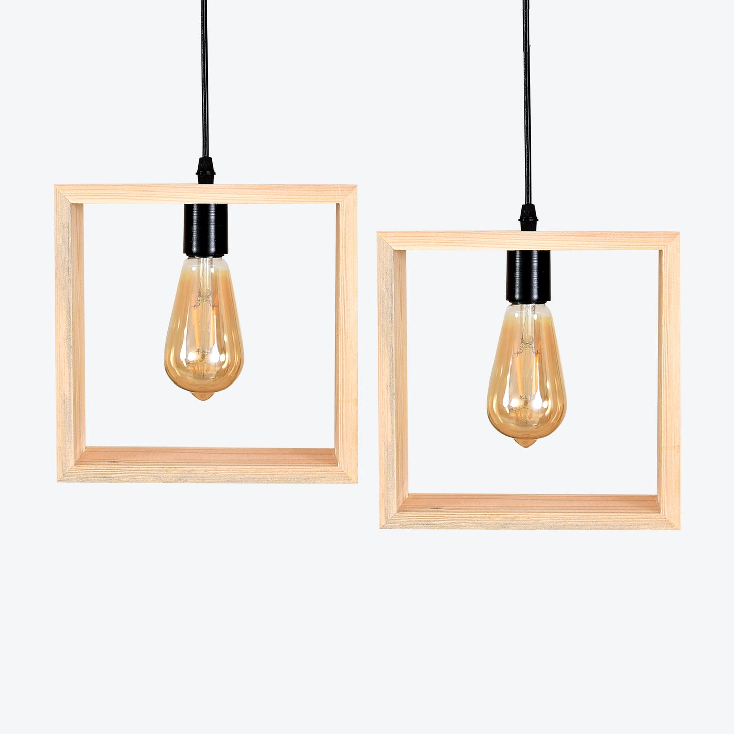 Square Timber Glow (Set of 2 with Screw Bulbs)