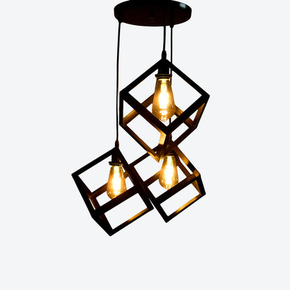 Sculpted Square Ceiling Light (With 3 Screw Bulbs)