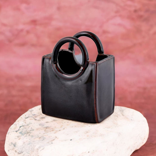 Mini Fancy Ceramic Bag - Dark Brown