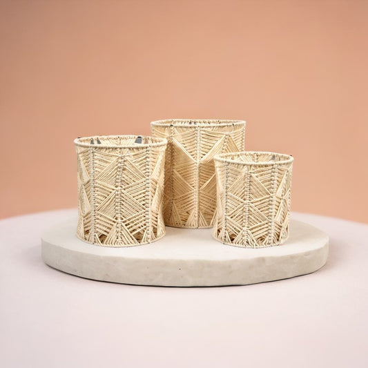 Ivory Elegance Macrame Basket (Set of 3)
