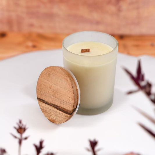 Jasmine Frosted Glass Candle with Lid